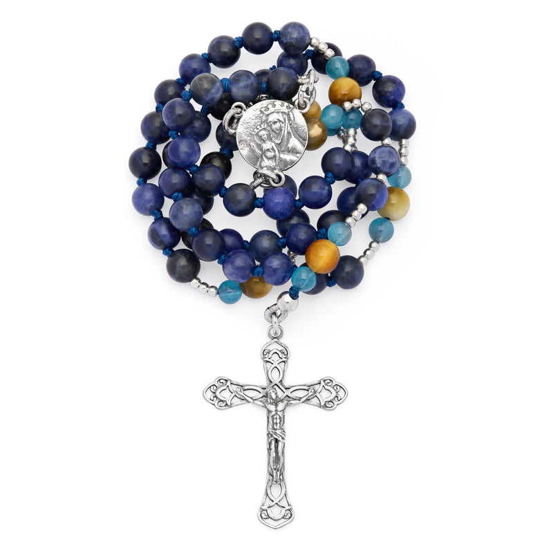Rosario in argento 925 con grani in sodalite